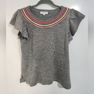 THML Gray Sweater with Multicolor Trim
